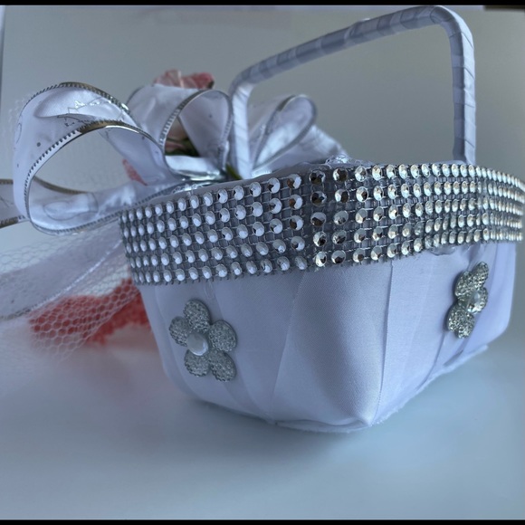 Handmade Coral Pink Flower Girl Basket - Picture 3 of 14